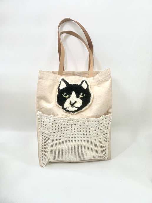 Embroidered Cat Tote